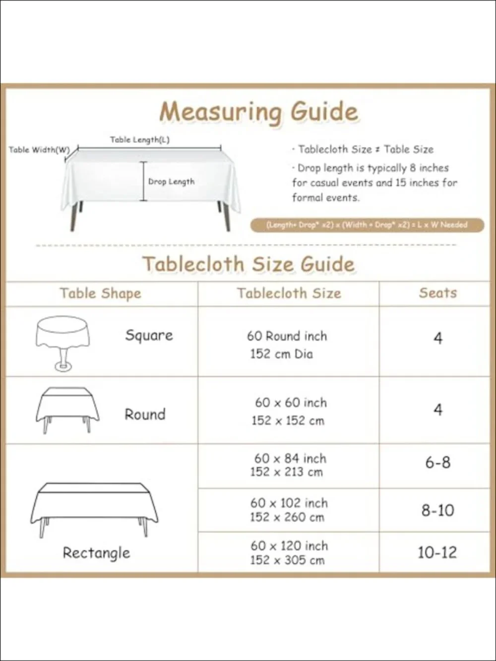Heavy Weight Table Cloth 60x84 Fringe Tassel Rectangle Dining Tablecloth